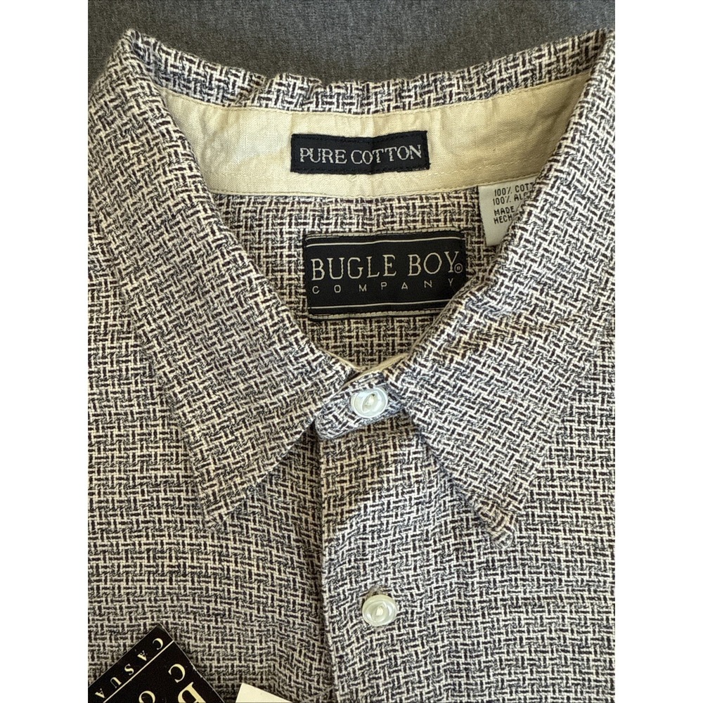 Vtg Bugle Boy Shirt Men's Sz M Long Sleeve Textured Button Down Brown - Picture 3 of 14